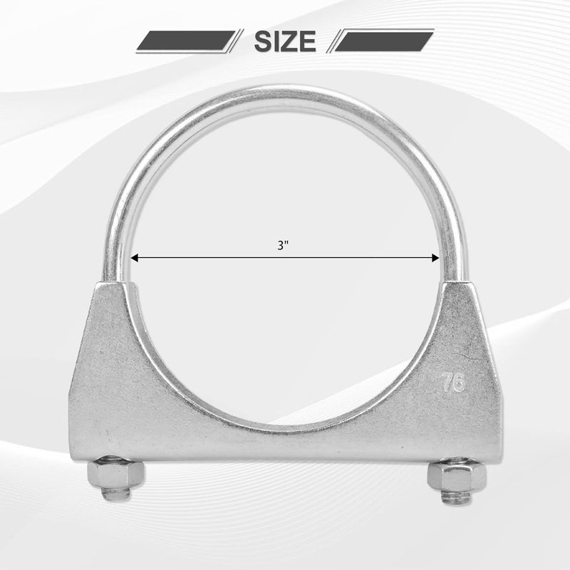 GESEXI 3"" U-shaped Exhaust Pipe Clamp Mild Steel Muffler Exhaust Clamps with Anti-Rust Coat Pack of 4 - Image 3